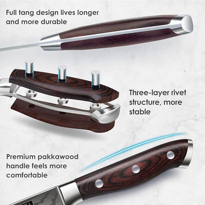 SHAN ZU Japanese Chef Knife Set 5 PCS, High Carbon Stainless Steel Ultra Sharp - Image 4