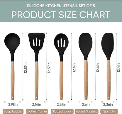 Herogo 5-Piece Cooking Utensils Set, Silicone Kitchen Utensils Set - Image 2
