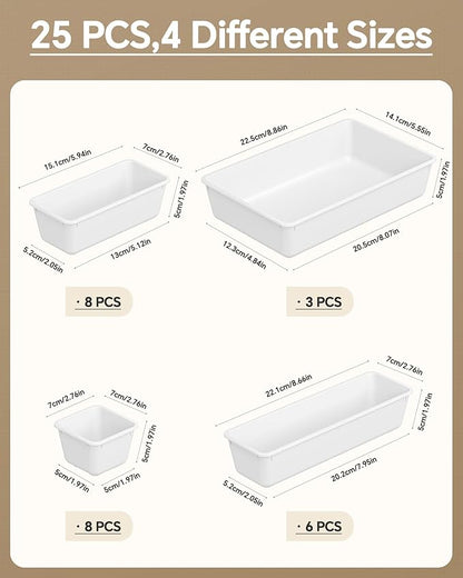 KEMETHY 25 PCS Plastic Drawer Organizers Set, 4 Sizes Vanity Organizer - Image 2