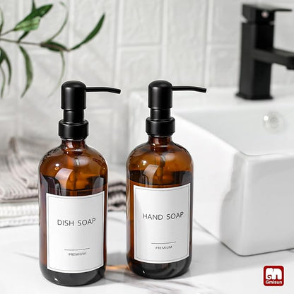 GMISUN Amber Glass Soap Dispenser, 4 Pack Bathroom Hand Soap Dispensers - Image 5