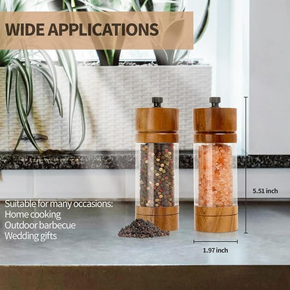 Salt and Pepper Grinder Set, Manual Salt Pepper Mills Grinders - Image 6