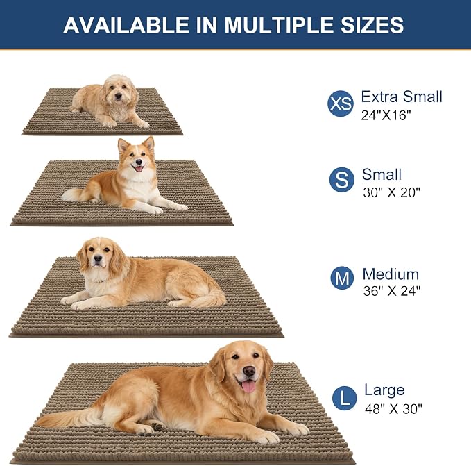 OLANLY Dog Door Mat for Muddy Paws 24x16, Ultra Absorbent Chenille Mud Doormat - Image 2