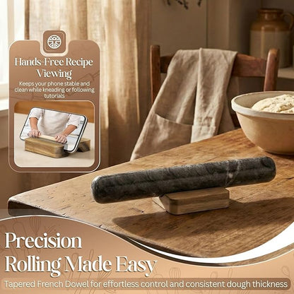 Flexzion French Rolling Pin, 12 Inch Black Marble Rolling Pins - Image 4