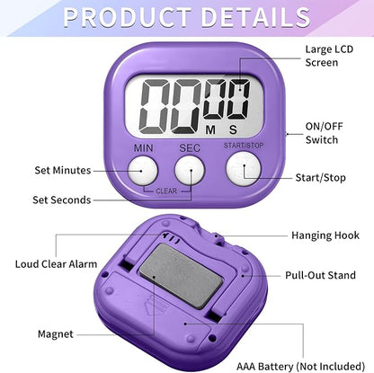 Macarrie 48 Pcs Digital Kitchen Timer Bulk Small Magnetic Backing Stand Timer - Image 3