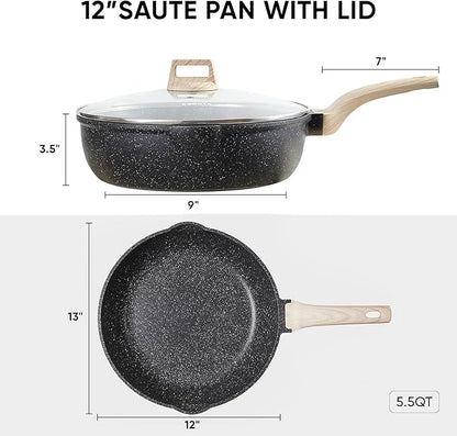 CAROTE 12 Inch Nonstick Deep Frying Pan - Image 2