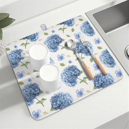 Spring Summer Hydrangea Dish Drying Mat - Image 8