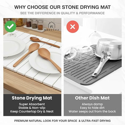 Large Stone Drying Mat for Kitchen Counter | 24"x16" | Fast Drying Collapsible - Image 5