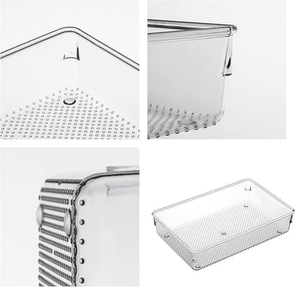 3 Pack Clear Plastic Drawer Organizer Tray Cutlery Utensil Makeups Drawer - Image 6