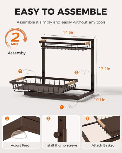 Sevenblue 3 Pack Under Sink Organizer, Height Adjustable Storage Shelves - Image 9