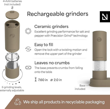 LARS NYSØM Electric Salt and Pepper Grinder Set I Automatic Salt and Pepper - Image 4