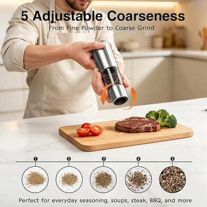 StarOcean Electric Salt and Pepper Grinder Set, Automatic Gravity Grinder - Image 6
