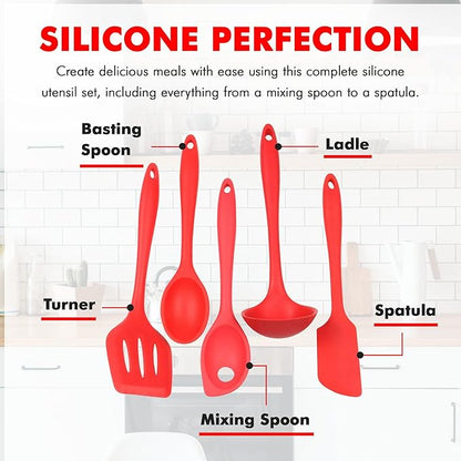 Chef Craft 5 Piece Red Premium Silicone Kitchen Tool Set - Image 4