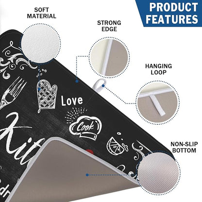 Kawani Black Coffee Bar Dish Drying Mats - Image 3
