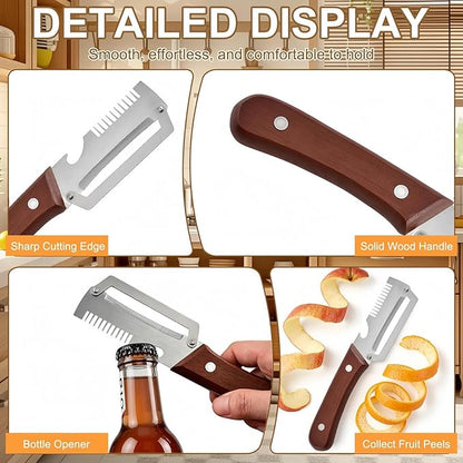 2PCS Multifunctional Vegetable Peeler, Upgrade 3-in-1 Wooden Handle Peelers - Image 4