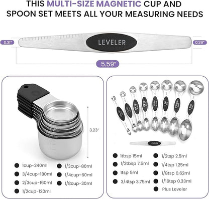 Magnetic Measuring Cups and Spoons Set-Heavy Duty 304 Stainless Steel，Double - Image 6