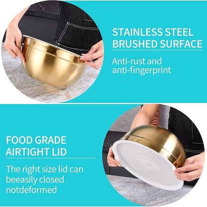 4 Piece Gold Mixing Bowls With Lids - Image 5