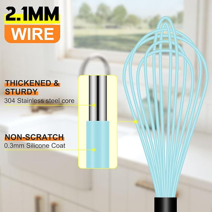 HOTEC 4 Pieces Silicone Whisks Set, Wire Balloon Whisks Egg Beater, Non-slip - Image 8