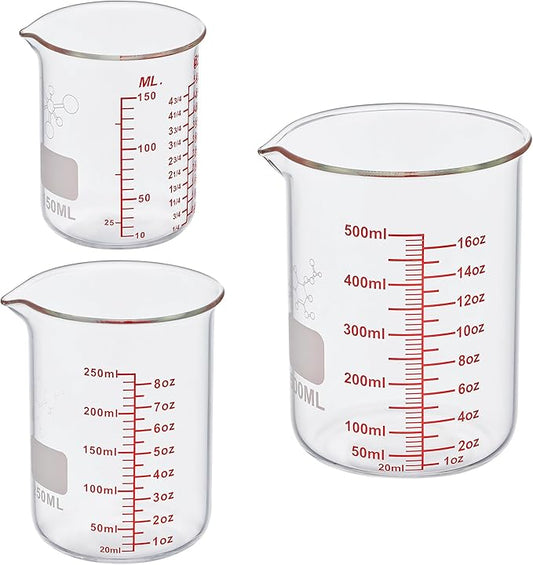 3 Piece High Borosilicate Glasss Liquid Measuring Cups, Includes 150ml by AckersBORO33