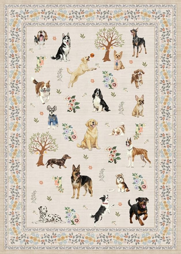 Dog Rugs 24x17 Inch Beige, Home Decor Small Door Mat Runner, Entry Rug by WelcometoBabovid