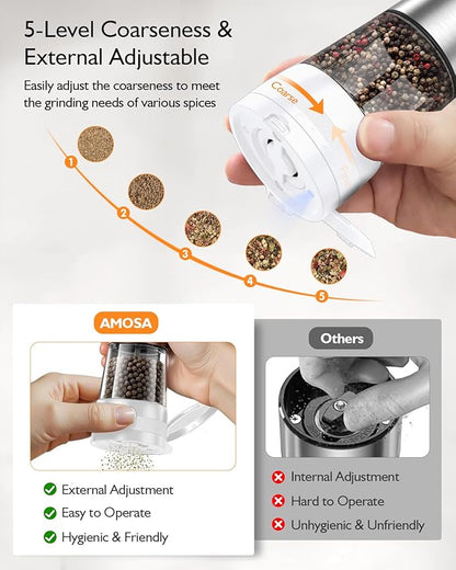 Electric Salt and Pepper Grinder Set, Upgraded 2-Speed Setting, External 5 - Image 3