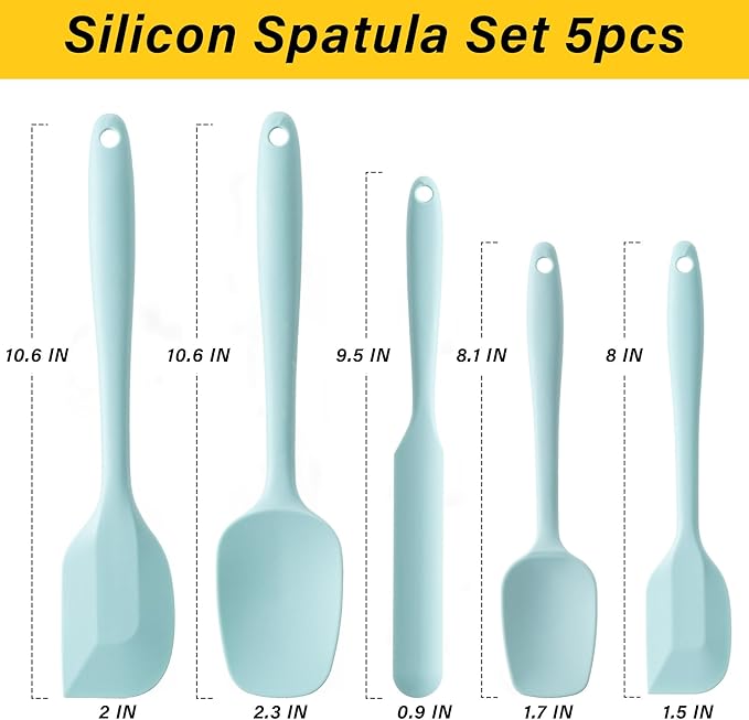 Silicone Spatula Set, 5 Piece Food Grade Rubber Spatulas - Image 2