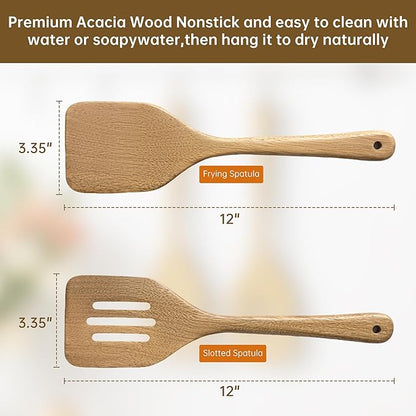 2 Pcs Wooden Cooking Utensils Set ，Wooden Spoons - Image 2