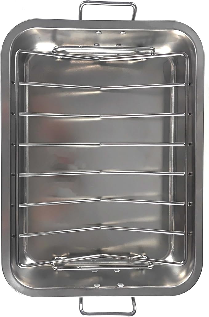 16" Premium Stainless Steel Roaster Pan Set - Image 5