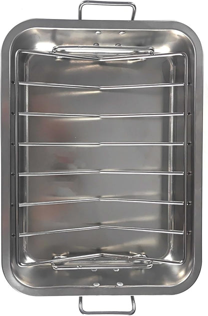 16" Premium Stainless Steel Roaster Pan Set - Image 5