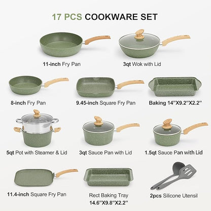 MAISON ARTS 17 Piece Pots and Pans Set Non Stick, Kitchen Cookware Sets - Image 6