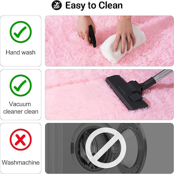 qulint Pink Area Rugs for Bedroom, 4x6 Fluffy Soft Kids Rugs for Girls Shag - Image 4