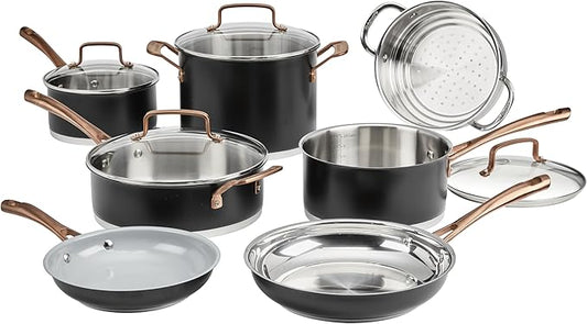 Cuisinart 11-Piece Matte Black Elegance Cookware Set by Cuisinart