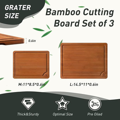 Bamboo Cutting Board Set Non Slip Feet Over Sink Day Gifts Best Mama Mommy - Image 2