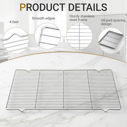 Lounsweer 2 Pack Cooling Racks, 24L x 16W x 1H Stainless Steel Wire Rack - Image 3