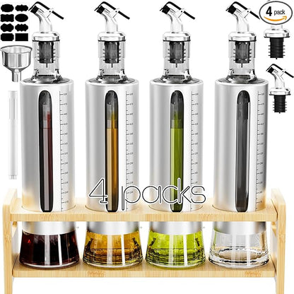 SINYWAY Oil Dispenser Bottle, 4 Pack Glass Olive Oil Dispenser Bottle by SINYWAY