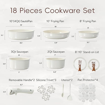 CAROTE 18Pcs Ceramic Cookware Set - Image 2