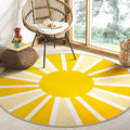 Lahome Yellow Rainbow Sun Round Rug: 3ft Washable & Non-Slip Low Pile by Lahome