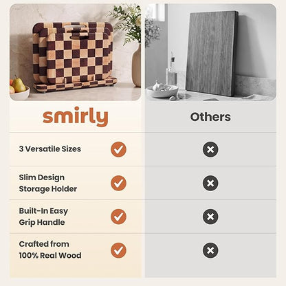 SMIRLY Wooden Cutting Boards for Kitchen, Double-Sided Cutting Board - Image 5