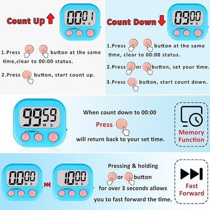 ZILLEEN 12 Pack Kitchen Timers for Cooking Digital Classroom Timers for Kids - Image 9