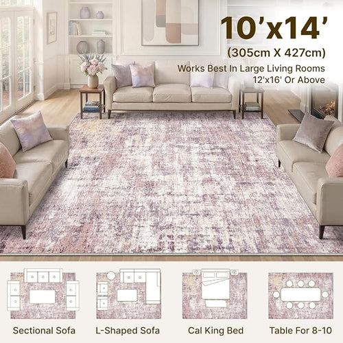 10x14 Area Rugs Washable Living Room Rug-No Slip Soft Carpets Modern Abstract - Image 2