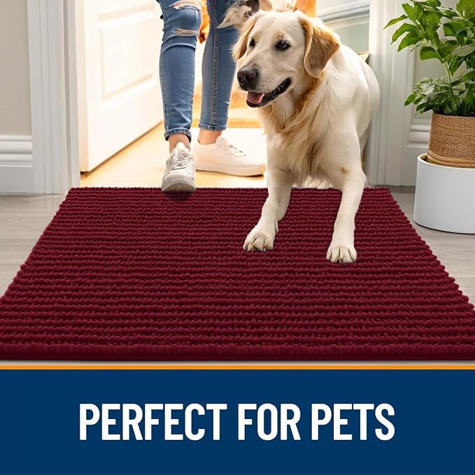 OLANLY Dog Door Mat for Muddy Paws 34x21, Ultra Absorbent Chenille Mud Doormat - Image 6