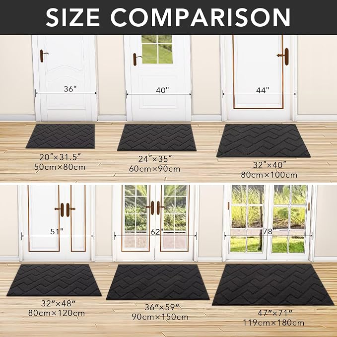 hicorfe Front Door Mat Indoor Entrance, Stain and Fade Resistant, Non Slip - Image 3