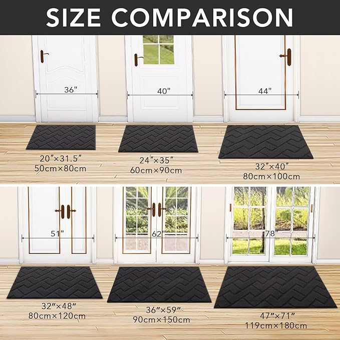 hicorfe Indoor Doormat, Front Back Door Mat Rubber Backing Non Slip Door Mats - Image 4