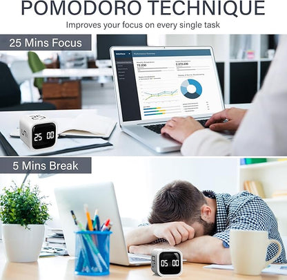 Rotating Pomodoro Timer 5, 10 50 Minutes Preset, Desk Productivity Flip Timer - Image 3