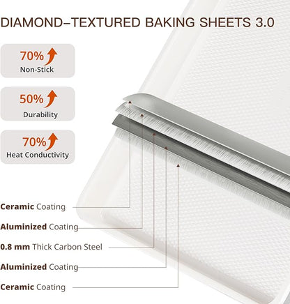 HONGBAKE 3 Pack Nonstick Ceramic Baking Sheet Pan Set - Image 3