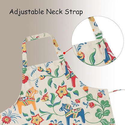 DILLMAN Aprons for Women with Pockets Cotton Linen Cooking Kitchen Baking Soft - Image 7