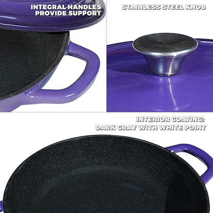 Flavehc Braiser Enameled Cast Iron Braiser 2.25 qt Braiser Pan - Image 4