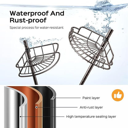 HAMITOR Corner Shower Caddy Tension Pole: 4-Tier Rust-Resistant Adjustable - Image 2