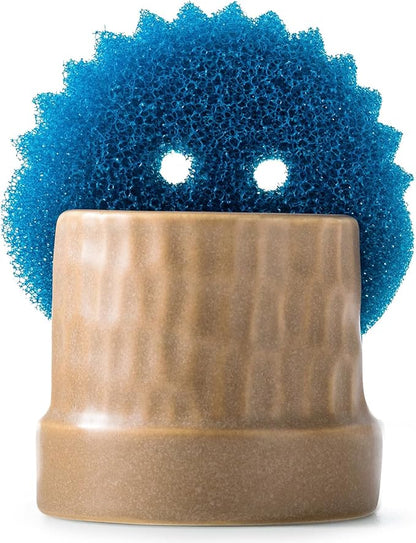 Zoeeker Sponge Holder for Kitchen Sink, Ceramic Sink Caddy Scrub Sponge Tray by LAUCHUH