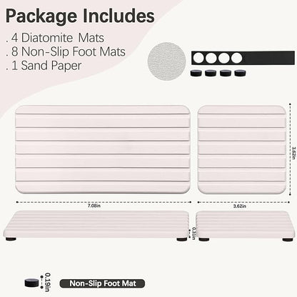 Set of 4 Bathroom Vanity Tray, Quick-Dry Diatomite Kitchen Tray - Image 5