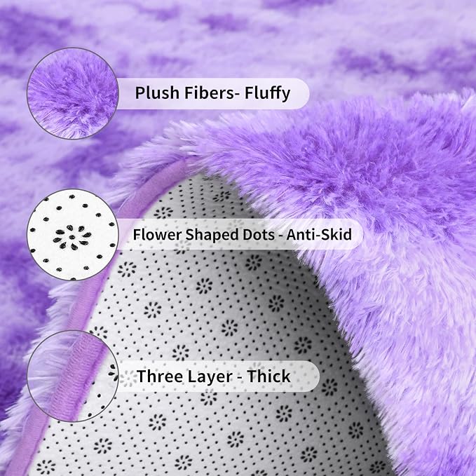 FlyDOIT Purple Tie-Dyed 6x9 Feet Large Rugs - Image 6